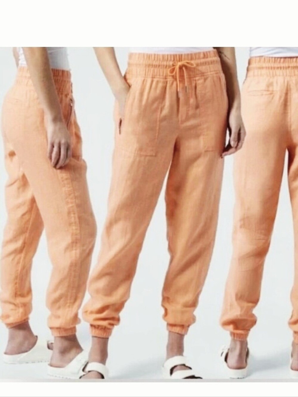Athleta Cabo Linen Joggers Cactus Peach Size 0